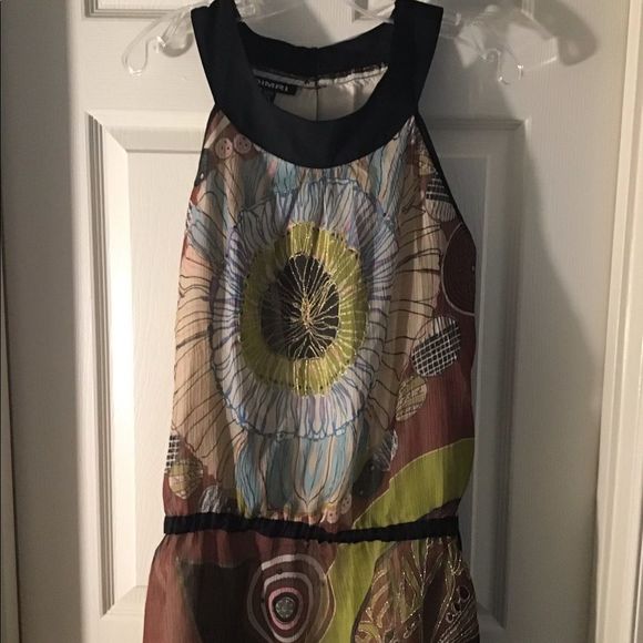 DIMRI Tunic Circle Neckline Open Shoulder Low Gather W/Tie Lined Size M - Picture 2 of 10